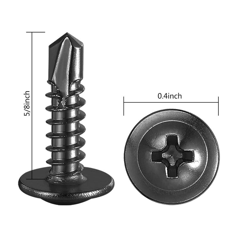 Wensilon Store (350Pcs)#8×5/8” for Sheet Metal Self-Tapping Screws 410 Black Stainless Steel Truss Head High-Strength Quick Tapping - Image 2